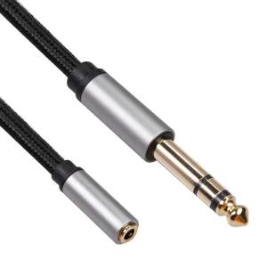 6.35mm to 3.5mm Adapter Gold Plated TRS 1/4 Male to 1/8 Female Braided Cable for Headphones Amplifier Guitar Phone PC