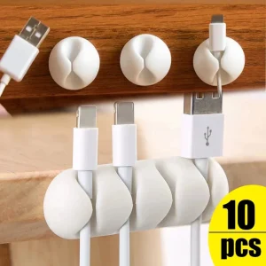 Self-adhesive Silicone USB Cable Clips Organizer